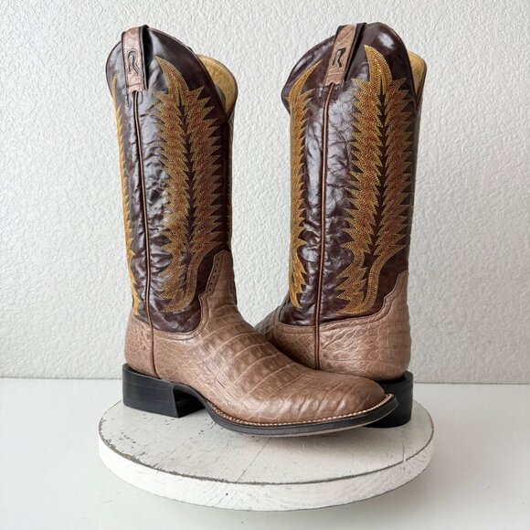 Rod Patrick Mens Cowboy Boots Size 11AAAA Brown Caiman Belly Western Square Toe - Picture 1 of 16